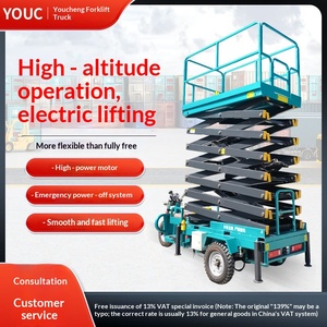 tricycle lifting platform hydraulic mobile scissor type climbing empty work vehicle small lift ladder - Product Image 2