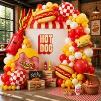 Décorations de fête Hot Dog, Kit d'arche de ballons rouges et jaunes pour barbecue, pique-nique d'été, baby shower, bridal shower, enterrement de vie de jeune fille