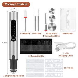 Kit d'outils <span class=keywords><strong>de</strong></span> gravure électrique portable rechargeable <span class=keywords><strong>de</strong></span> qualité industrielle pour la gravure sur métal, verre, bois, le <span class=keywords><strong>perçage</strong></span> et le marquage <span class=keywords><strong>de</strong></span> voitures - Product Image 2