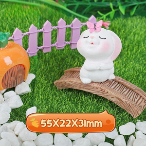 Dessin animé mignon lapin jardinage petit animal résine accessoires artisanat personnalisé maison micro paysage ornement vente en gros - Product Image 6