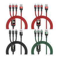 Câbles de données de chargeur de téléphone portable LED 66W 3 en 1 de haute qualité, conception lumineuse Câbles de charge Micro Usb 3 en 1