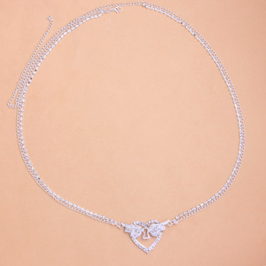 Catena del ventre della vita del cuore di estate catena del corpo del doppio strato delle ali di angelo del cristallo di rocca lucido per i gioielli delle donne - Product Image 5