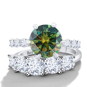 High Quality 100% 925 <b>Sterling</b> <b>Silver</b> VVS 7.8CT Blue Bezel <b>Set</b> Moissanite Wedding <b>Ring</b> for Women with GRA - Product Image 5