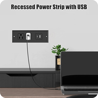 Prise de courant encastrable pour meuble, 2 prises CA, USB-C, USB-A, station de charge de bureau intégrée pour armoire, table de chevet, usage hôtelier
