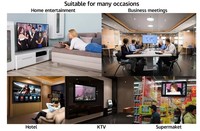 TV Hotel PAL Layar Lebar 19-inci Full HD HDTV LED Backlight Antarmuka LAN Kontrol Suara Cerdas Kabinet Hitam Penawaran Terbatas