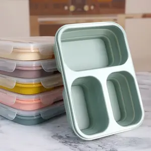 定制印花个性化硅胶可折叠可折叠学校午餐盒微波炉食品储存外卖