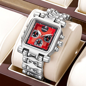 Produttore di Orologi Personalizzati OEM ODM, Orologio al Quarzo Vintage Quadrato Semplice, Cronografo Elegante alla Moda con Cinturino a Catena per <span class=keywords><strong>Uomo</strong></span> - Product Image 2