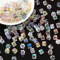 6/8mm perles de verre cristal grand trou perceuse boule Cube perles à facettes en vrac pour la fabrication d'accessoires de bijoux à bricoler soi-même