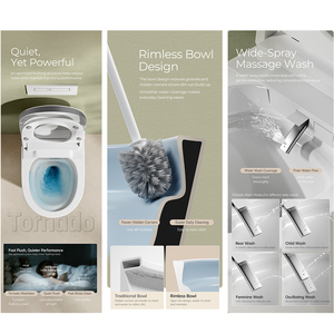 <span class=keywords><strong>WC</strong></span> mural intelligent OVS CE pour salle de bain avec <span class=keywords><strong>réservoir</strong></span> encastré, siphon en P, adaptable à basse pression d'eau, chauffage instantané de l'eau chaude - Product Image 4