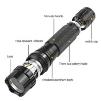 Lampe torche tactique LED L2 1200 lumens, IP65, portée de 100 à 300 m, alliage d'aluminium, interrupteur à pression, bouton de capuchon arrière, noir mat, 18650