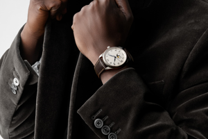 Men’s Round <b>Automatic</b> Dress Watch with Moon Phase Polished Stainless Steel Case Crocodile-Embossed Leather Strap Longinesing - Product Image 6