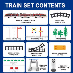 Binari del treno elettrico fai da te Slot per auto giocattoli bidirezionali <span class=keywords><strong>RC</strong></span> treni della metropolitana a infrarossi a due vie <span class=keywords><strong>RC</strong></span> con ponti a spina di pesce Set ferroviario - Product Image 6