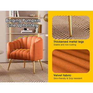 Sillón Moderno de Terciopelo con Patas Doradas, Silla de Descanso en Oferta para Comedor, Hotel, Sala de Estar y Dormitorio - Product Image 6