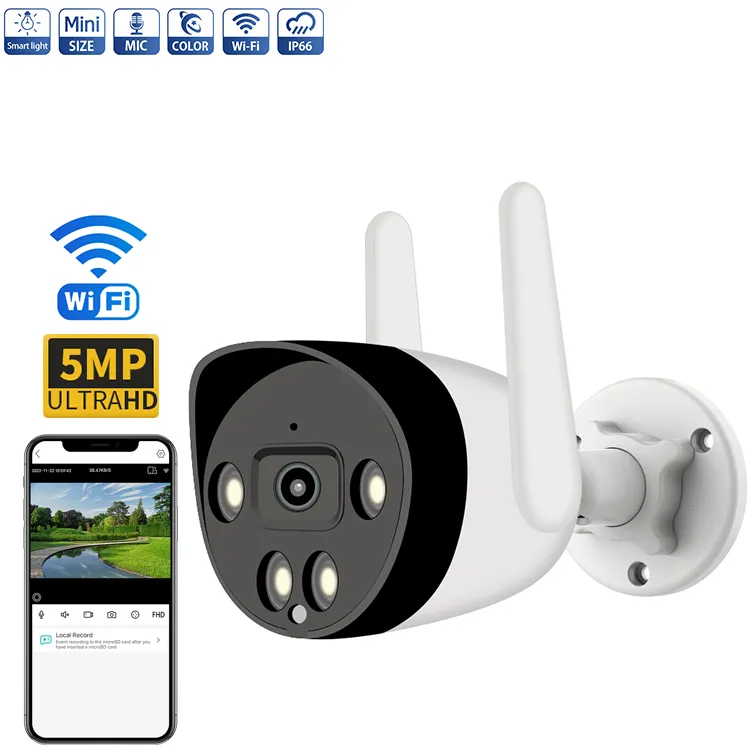 New Security CCTV Outdoor H.264/H.265 Camera 3MP Built-in Speaker Microphone Night VISION 5MP Ultra HD Bullet IP Smart Camera