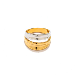 Stainless Steel <b>Ring</b> 18k Gold Plated Two Tone Titanium Steel Wedding Band Unisex Fashion Jewelry YR23 - Product Image 4