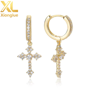 Full Cross <b>Earrings</b> for Men and Women Personalized Gift <b>Earrings</b> for Street Trendy Hip-hop Rap Accessories Copper Alloy - Product Image 6