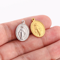 Religieux Ovale Vierge Marie Pendentifs En Acier Inoxydable Or Couleur Charmes Colliers Bracelets Cérémonie Bijoux Accessoires En Vrac