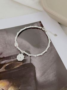 Dylam Stylish Fashion Fine Jewelry Women 925 Sterling Silver Rhodium Plated Bamboo Joint Chain <b>Bead</b> Circle Pendant <b>Bracelets</b> - Product Image 5