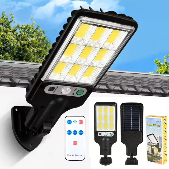 IP65 72 COB 108 COB Solar Led Motion Sensor Wall Street Light Outdoor With Remote Control