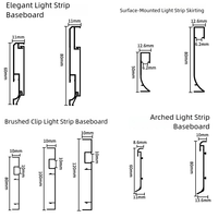 Système d'éclairage linéaire pour plinthe en alliage d'aluminium avec bande LED, finition anodisée, installation facile, hôtel, appartement
