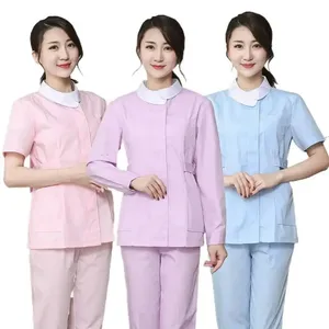 Uniforme <span class=keywords><strong>d</strong></span>'infirmière à col volanté, ensemble deux pièces à manches longues, <span class=keywords><strong>tenue</strong></span> <span class=keywords><strong>d</strong></span>'été, blouse <span class=keywords><strong>d</strong></span>'infirmière, vêtements de travail en pharmacie, ensemble à manches courtes - Product Image 3