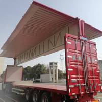 Aile volante personnalisable en acier au carbone camion remorque semi-remorque avec portes ouvertes des deux côtés et ailes allongées semi-remorque