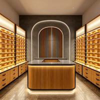 Étagère de présentation en verre trempé, vitrine anti-éclats, mobilier pour magasin d'optique et aménagement intérieur complet du magasin