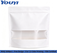 Sachet Doypack Kraft Blanc avec Fenêtre Transparente, Plusieurs Tailles, pour Emballage Alimentaire Refermable à Fermeture Éclair pour Noix, Fruits Secs et Snacks