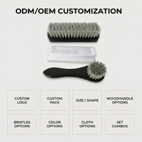 Lot de 3 brosses en poils de cheval gris pour l'entretien du cuir, nettoyage et polissage, sans rayures, poils doux, bois de hêtre, portable, OEM/ODM