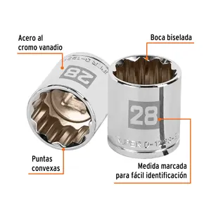 BOX 6 Douille 28 mm, 12 points, entraînement 1/2 po, TRUPER - Product Image 2