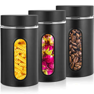 2oz-32oz Empty Wide Mouth Cylinder <b>Glass</b> Pet <b>Containers</b> with Black Child-Proof Lids Window Bonjour Brand Silk Screen Printing - Product Image 1