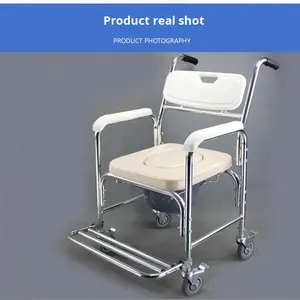 Silla de Inodoro con Ruedas de Aleación de Aluminio para Ancianos y Discapacitados, Taburete de Inodoro Móvil, China - Product Image 5