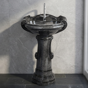 Lavabo de Pedestal de Cerámica Negro Mate, Diseño Moderno, Fácil de Limpiar, Capacidad de 12L, Vistaar Hardik Vti 62 - Product Image 1