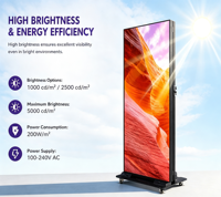 Écran LED intelligent portable P2.5 avec support de texte SDK, panneau pliable intérieur/extérieur sur pied mobile pour publicité animée