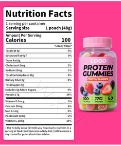 Yabanmersini proteini Gummies 17g Whey enerji kurtarma Chews OEM ve ODM hizmeti ile yüksek <span class=keywords><strong>Protein</strong></span> aperatif - Product Image 6