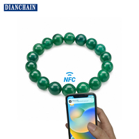Pulsera con Chip NFC de Alta Frecuencia, Cuentas Sueltas de Ágata Negra para Joyería DIY, Etiqueta NFC de Piedra Natural