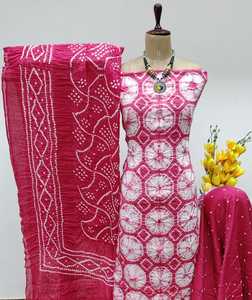 Tamaño perfecto y ajuste Bandhani patrón diseño tradicional Real Digital Chinon seda pakistaní Salwar traje con Dupatta Set - Product Image 1