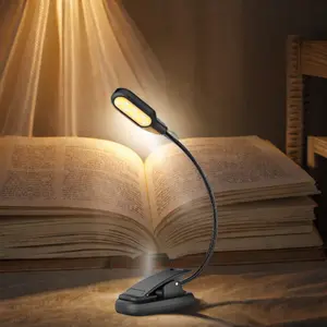 LOHAS lampu buku 14 LED anak-anak, pelindung mata lampu baca dapat diisi ulang USB