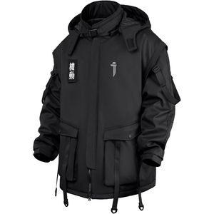 FOXA Men's Winter Parka Jacket Nylon Waterproof Japan Style Loose Fit Straight Body <b>Down</b> Alternative Coat - Product Image 1