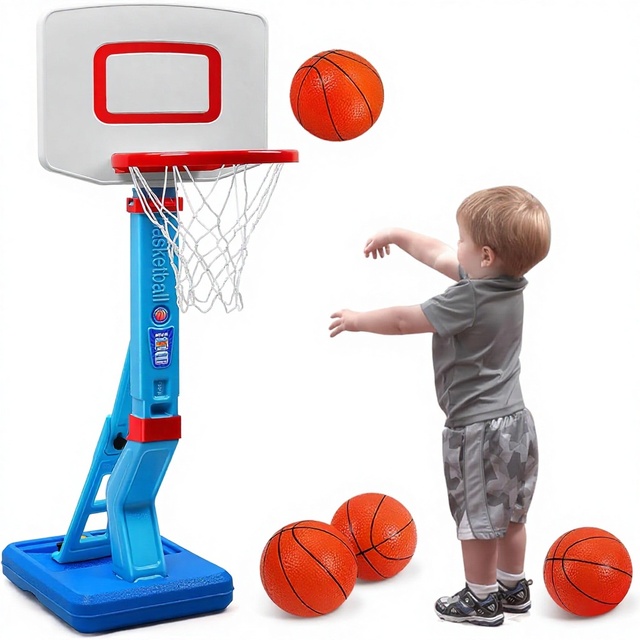 Toddler Basketball Hoop Height Adjustable PVC Indoor Outdoor Portable Mini Basketball Goal Poolside Game Sport Toys