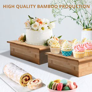 Youlike ที่วางแสดงคัพเค้กขนมหวานทำจากไม้ไผ่ออร์แกนิกธรรมชาติทันสมัยพร้อมฟังก์ชันที่เก็บ - Product Image 3