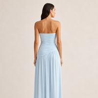 Robe longue plissée sans bretelles sur mesure pour femme, élégante robe de soirée, fabricant de vêtements direct usine OEM ODM, service de marque privée
