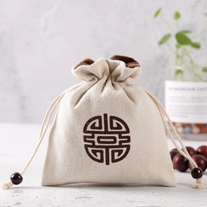 Pochette en brocart de lin recyclable, petite, à cordon, pour emballage cadeau, rangement, jeux de société Walnut Literati, montres - Product Image 4