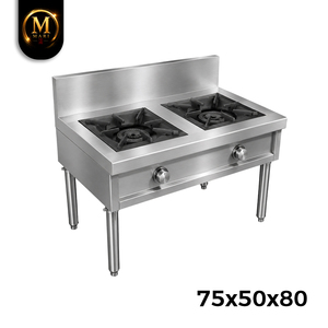 Estufa de Gas Comercial de Acero Inoxidable de Dos Quemadores, Fabricada en Malasia, Excelente para Restaurantes y Servicios de Catering - Product Image 1