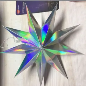 Gold Silver 30cm 9 Point Paper Star Christmas New Explosion Hanging Pendant Stars Paper Star Lantern For Party Decorations