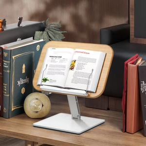 Jopree YD-7 gỗ rắn bookends với cơ sở kim loại & chống trượt Pad đọc chủ đứng cho sự ổn định - Product Image 1