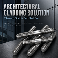 Boulon à double extrémité en titane GR2 GR5 sur mesure M6-M20 pour façade vitrée, mur-rideau, revêtement architectural OEM
