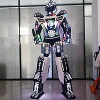 Kostum LED Robot Warna-warni untuk Pertunjukan, Pakaian LED, Pakaian Pertunjukan Panggung dan Tari, Pakaian Pertunjukan untuk Dewasa