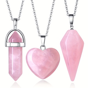 Juego de 3 collares de ágata de cristal artificial, colgante de piedra hexagonal y cónico para psicocinética, necromancia y Reiki - Product Image 1