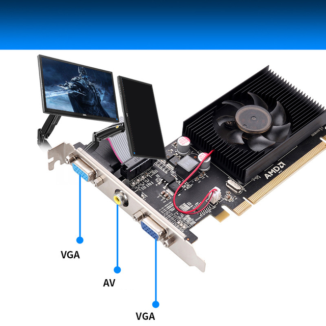 High-Definition Graphics Card HD4350 1GB Dual VGA Output, with AV Port, Supports Dual-Screen Display